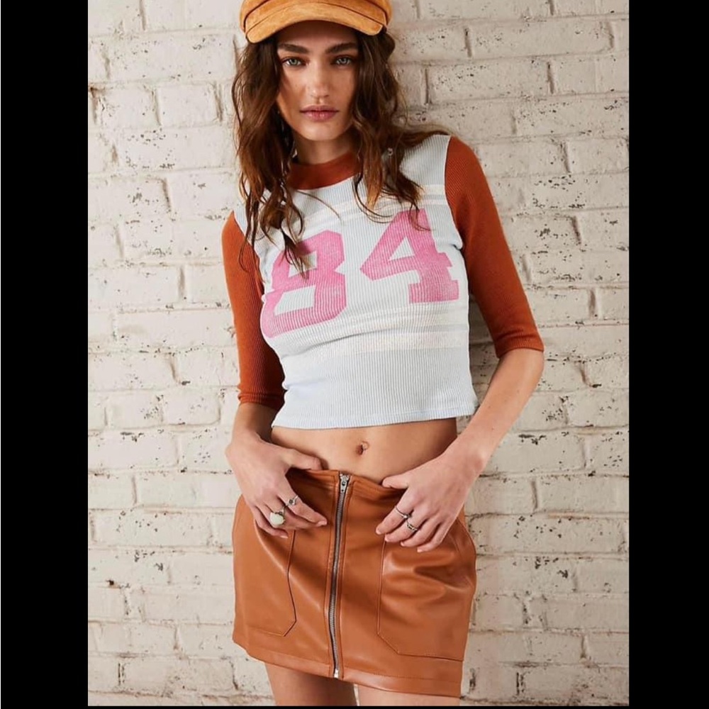 Free People lined faux leather skirt, with zipper, nwt, size 12 - Carmel color